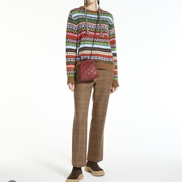 Max Mara Weekend Revere Wool Trouser Pants in Prince of Wales Check Sz 6 - Picture 10 of 10